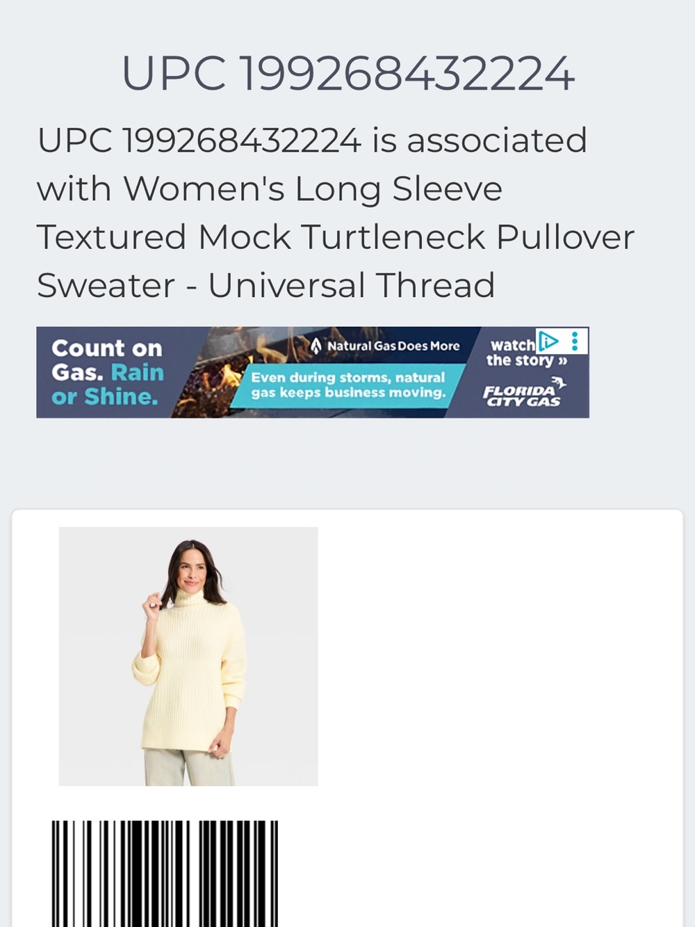 Universal Thread Cream Turtleneck Rib-Knit Sweater - Picture 2 of 7